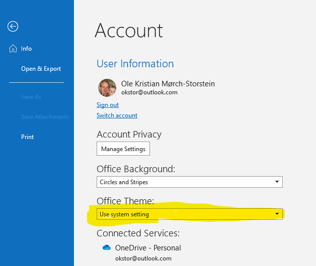 setting the office theme