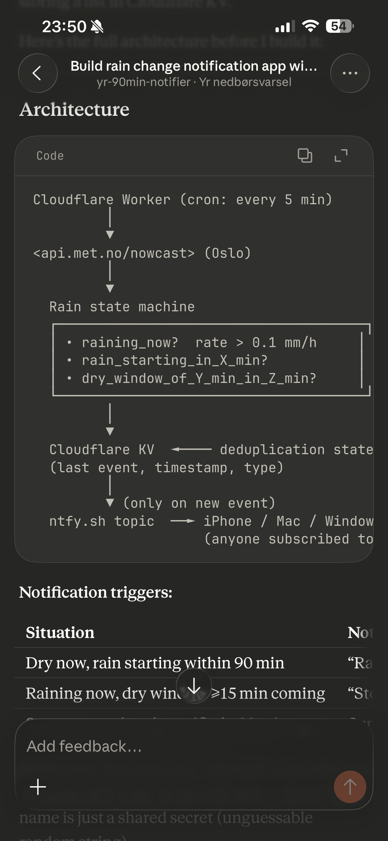Claude Code session building the yr-notifier project